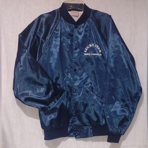 Vintage Blue Satin Bomber Jacket